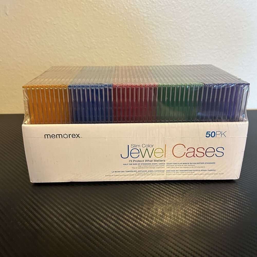Memorex Multicolor Rainbow Slim Color Jewel Cases 50 Pack NIB